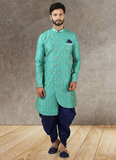 Teal Green Colour Stylish Wedding Wear Latest Indo Western Collection 1426
